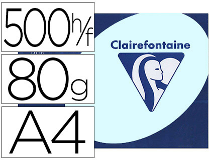 PAPIER COULEUR CLAIREFONTAINE TROPHE MULTIFONCTION A4 80G/M2 BLEU PASTEL PAQUET 500 FEUILLES