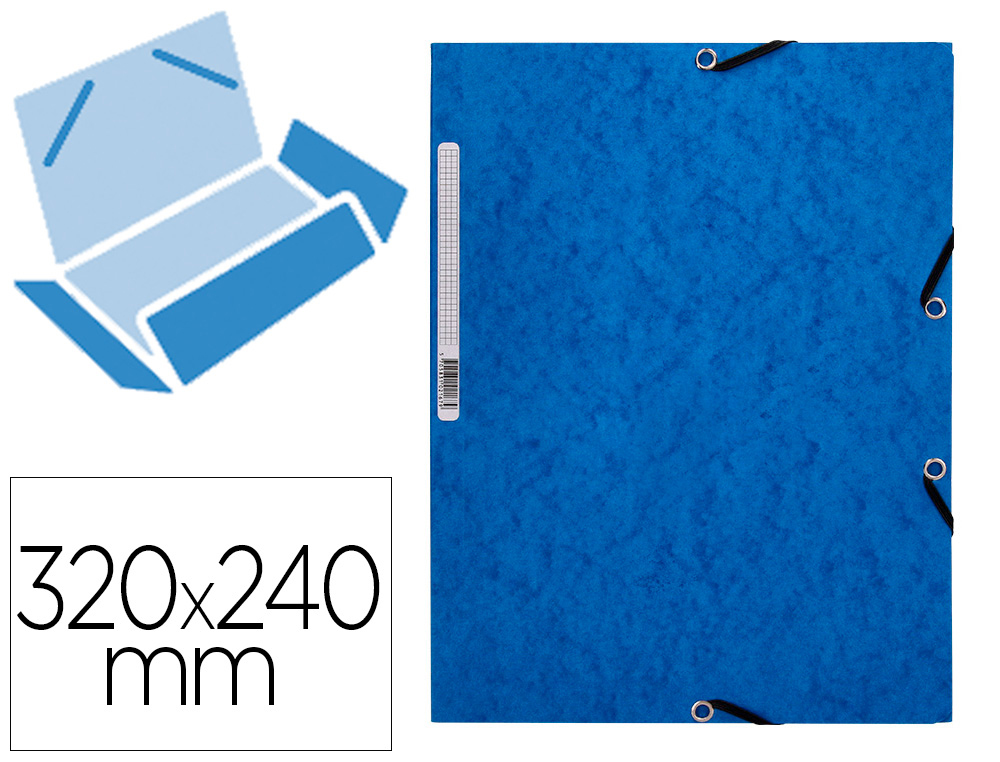 CHEMISE Q-CONNECT CARTE LUSTRE 375G POUR DOCUMENTS A4 320X243MM 3 RABATS COLORIS BLEU