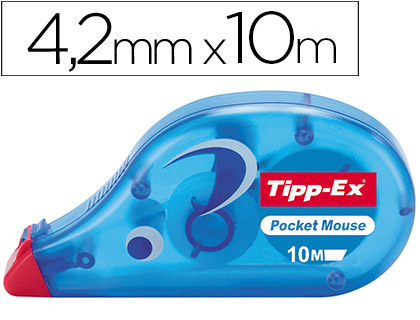 CORRECTEUR TIPP-EX POCKET MOUSE ERGONOMIQUE DVIDOIR MINI RUBAN 4.2MMX10M CAPUCHON PROTECTEUR