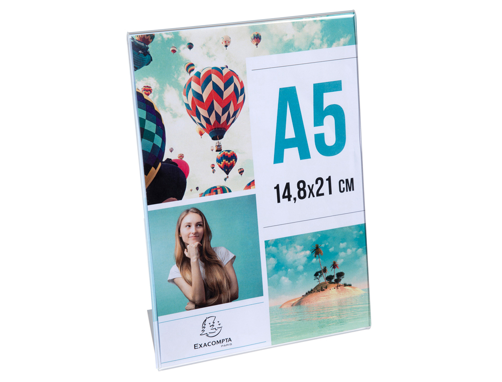 PORTE-VISUEL EXACOMPTA ACRYLIQUE INCLINE VERTICAL A5 COLORIS CRISTAL