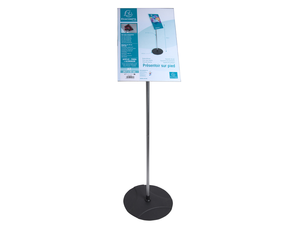 PRESENTOIR PIED EXACOMPTA ALUMINIUM VERTICAL A3 COLORIS NOIR