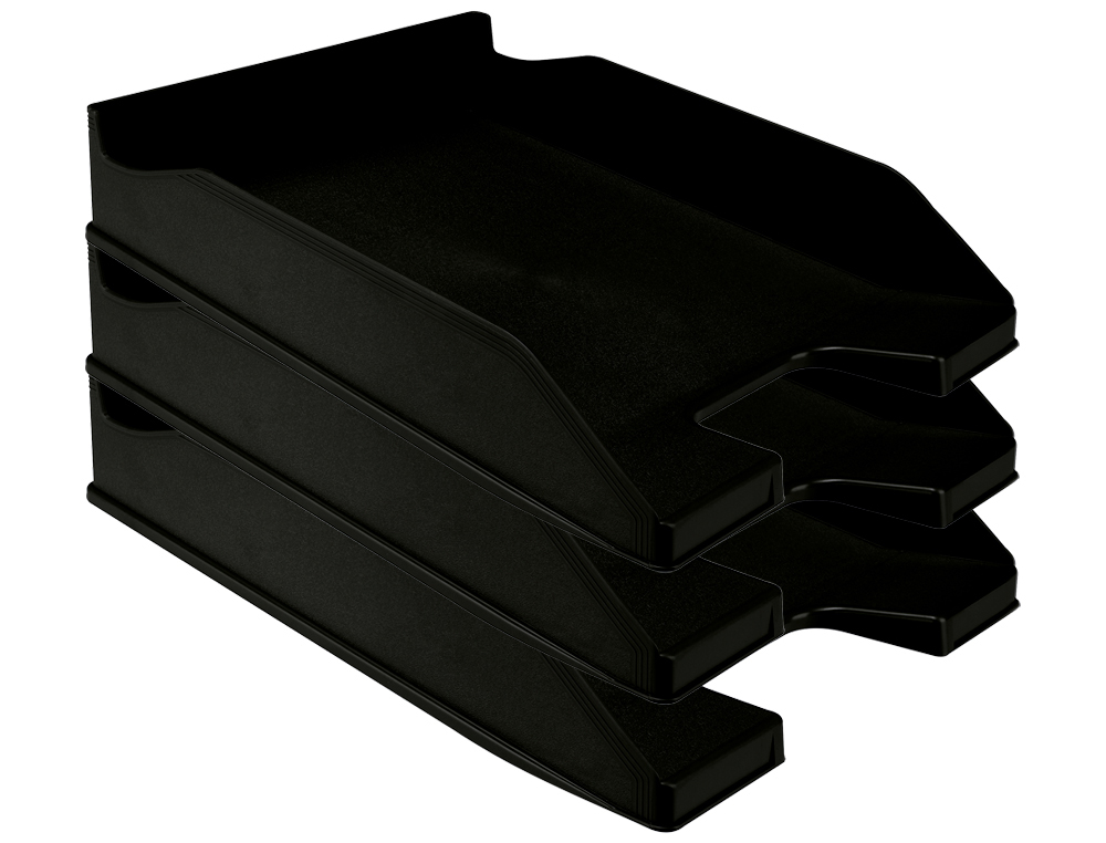CORBEILLE À COURRIER Q-CONNECTPOLYPROPYLÈNE DOCUMENTS A4+ 240X320MM EMPILABLE 350X255X65MM COLORIS NOIR OPAQUE