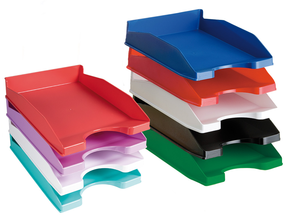 CORBEILLE À COURRIER Q-CONNECTPOLYPROPYLÈNE DOCUMENTS A4+ 240X320MM EMPILABLE 350X255X65MM COLORIS NOIR OPAQUE