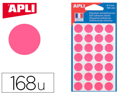 PASTILLE ADHSIVE APLI AGIPA DIAMTRE 15MM PERMANENTE COLORIS ROSE POCHETTE 168 UNITS