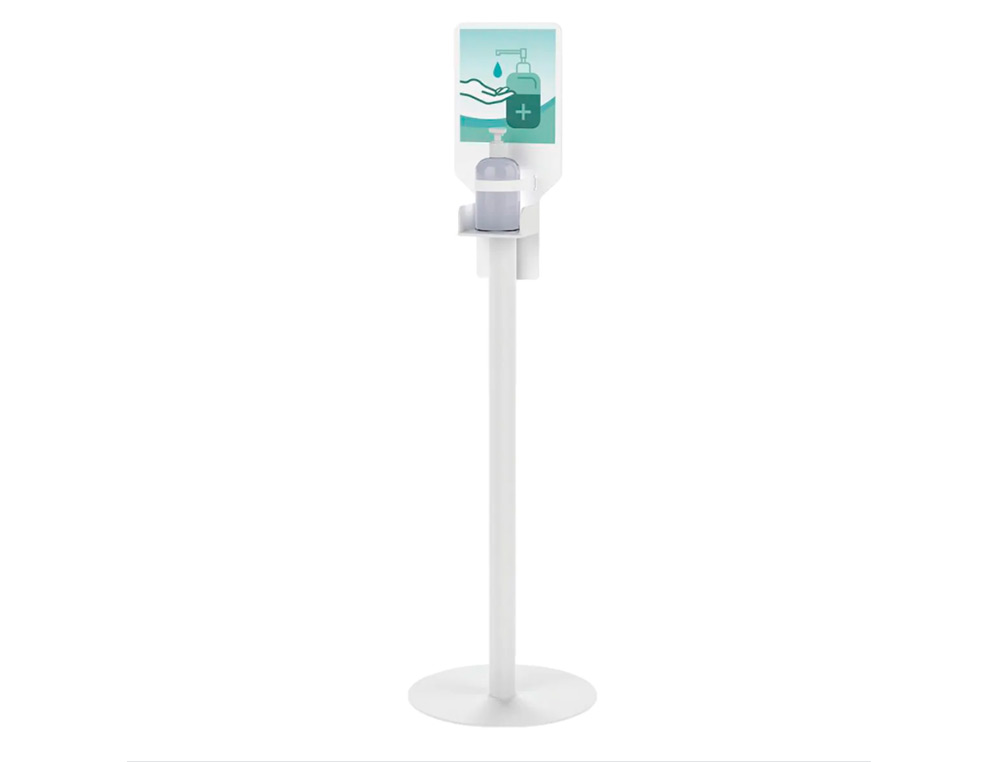 STATION DE DESINFECTION PAPERFLOW ACIER ET POLYSTYRENE POUR GEL HYDROALCOOLIQUE ETAGERE POUR GANTS COLORIS BLANC