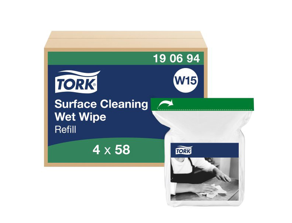 RECHARGE TORK LINGETTE HUMIDE W15 SURFACE TEXTURE           RESISTANTE BLANC PAQUET 58    LINGETTES