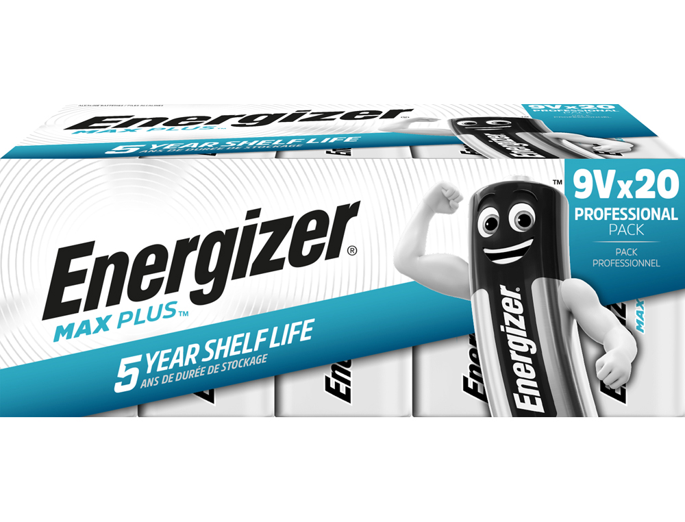 PILES ENERGIZER MAX PLUS 9V PACK DE 20 UNITES