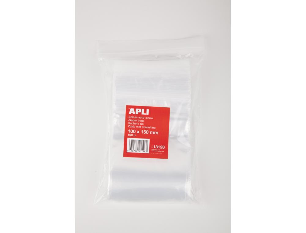 SACHET PLAST ZIP 100X150MMS/10LOT DE 100 SACHETS PLASTIQUES REFERMABLE ZIP 100X150MM APLI-AGIPA