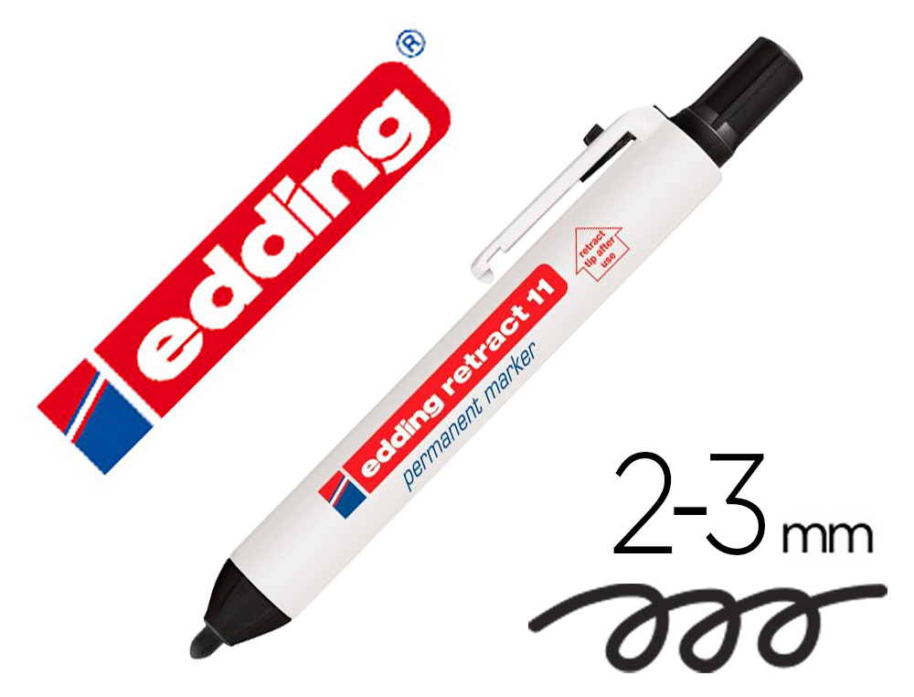MARQUEUR EDDING PERMANENT RTRACTABLE POINTE OGIVE 1,5/3MM RECHARGEABLE COLORIS NOIR