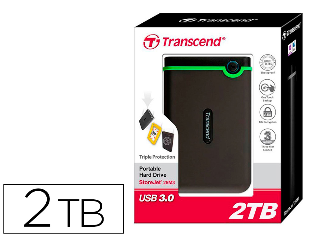 DISQUE DUR ANTI-CHOC STOREJET 2TO COMPATIBLE SUPERSPEED USB 3.0 ET RETRO COMPATIBLE USB   2.0. TRANSFERT DONNEES 5.0