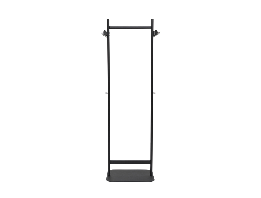 PORTE-MANTEAUX MAULSALSA VERTICAL METAL 8 CROCHETS     HAUTEUR 1,72M BASE PIED       52X40CM COLORIS NOIR