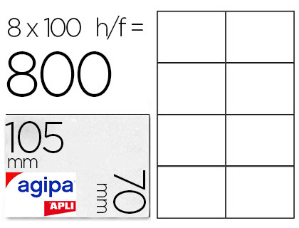 TIQUETTE ADHSIVE APLI AGIPA MULTI-USAGE 105X70MM TOUTE IMPRIMANTE BOTE 800 UNITS