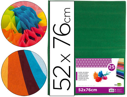 PAPIER DE SOIE LIDERPAPEL 52X76CM 18G/M2 UNICOLORE VERT FONC SACHET 25F